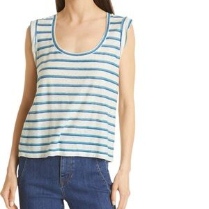 Veronica Beard Arion Stripe Linen Tank